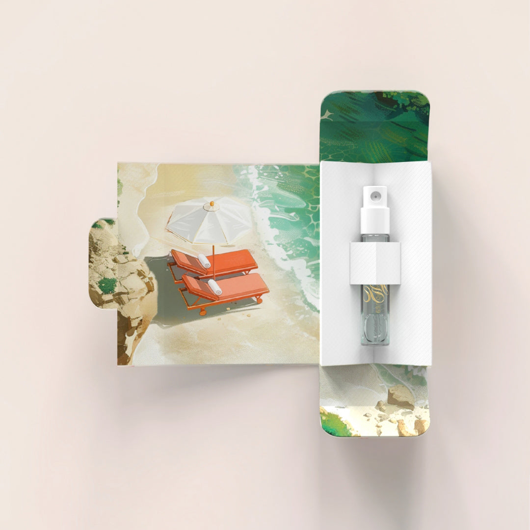 Opened twentysecondofmay summer perfume sample vial – niche fragrance tester of Sunbeds & Daydreams showcasing special luxury design