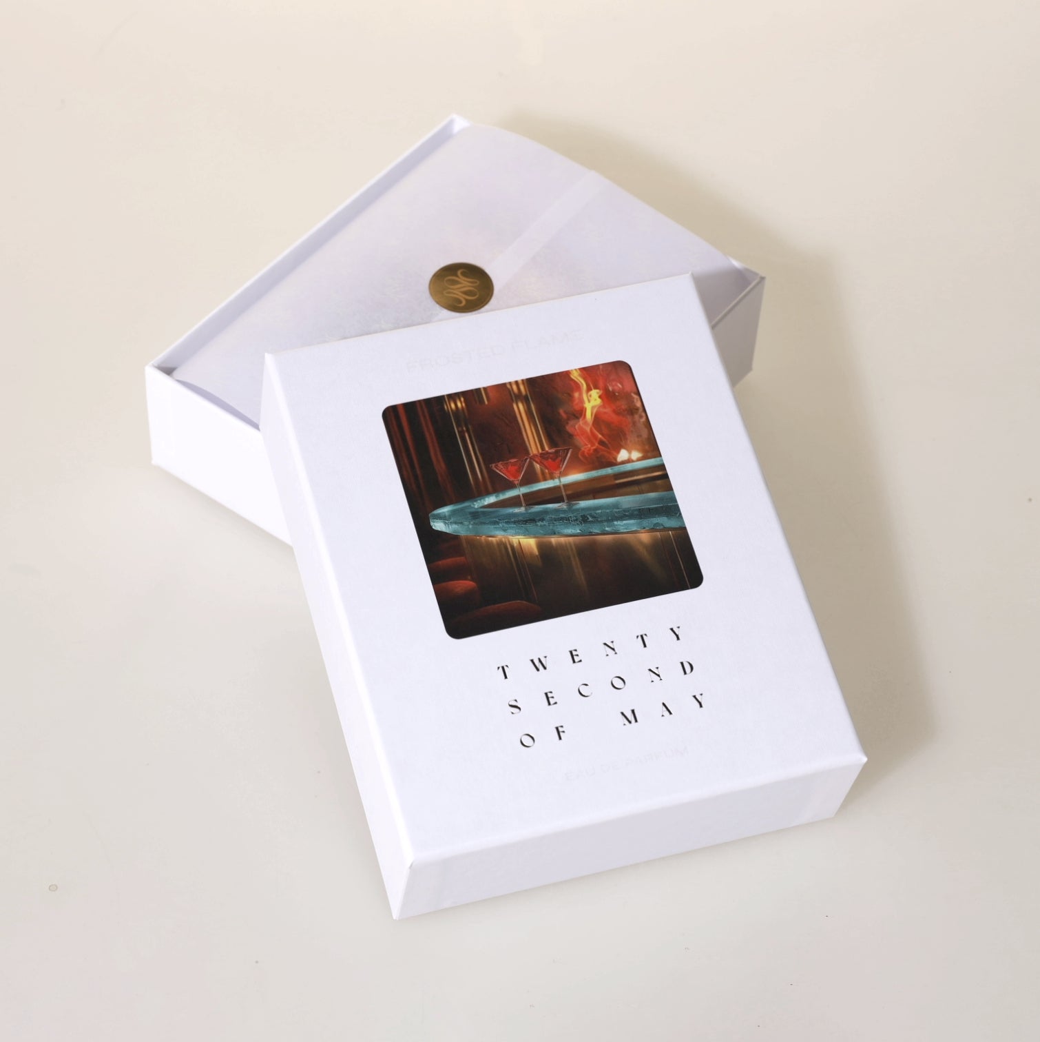 Frosted Flame perfume packaging – luxurious box design for the intense niche fragrance with oud by twentysecondofmay